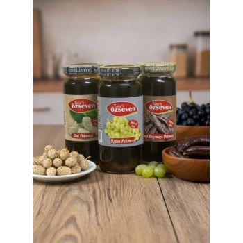 Özseven Geleneksel Pekmezler 3’lü Paket – Üzüm 800gr , Dut 800gr & Keçiboynuzu 800gr (3x800gr)