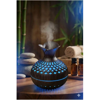 Premium Ahşap Desenli Ultrasonik Aromaterapi Difüzör & Hava Nemlendirici