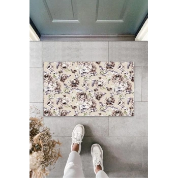 Pudra Kapı Önü Paspası Çiçek Desen  K-3204