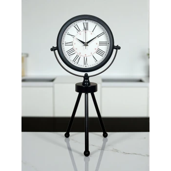Pure Black Roma Rakamlı Üç Ayaklı Metal Masa Saati