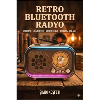 Retro Bluetooth Radyo Hoparlör USB TF Kart AUX FM Taşınabilir Nostaljik Tasarım