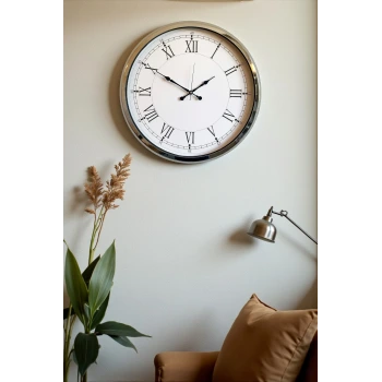Roma Zarafeti Krom 52 Cm Metal Duvar Saati