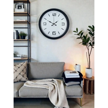 Sade & Şık Siyah 40 Cm Metal Dekoratif Duvar Saati