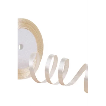 Saten Kurdele 1 cm 10 Metre Ekru