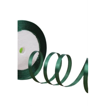 Saten Kurdele 1 cm 10 Metre Koyu Yeşil