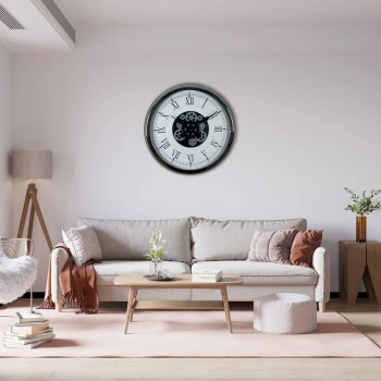 Silver Empire 60 Cm Çarklı Krom Duvar Saati