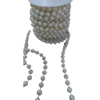 Sıralı Yuvarlak İnci En 1 cm Krem 10 Metre