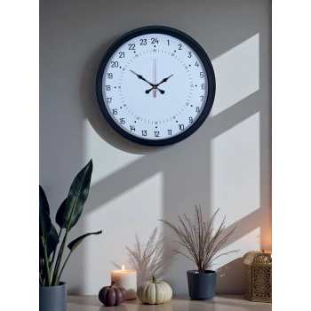Siyah 40 Cm Metal 24 Saat Göstergeli Özel Tasarım Duvar Saati
