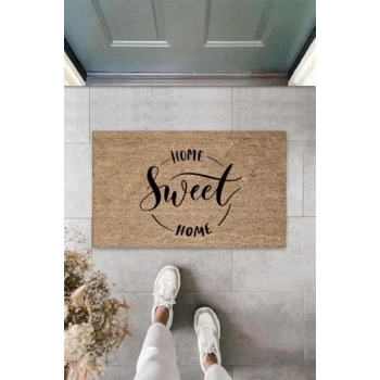 Siyah Kapı Önü Paspası Home Sweet Home Desen  K-3298