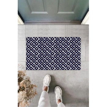 Siyah Kapı Önü Paspası Minik Kare Desen  K-3213