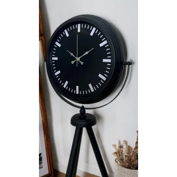 Siyah Lüks Sade Tripod Ayaklı Saat