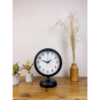 Siyah Metal Dekoratif Masa Saati 25×20 cm