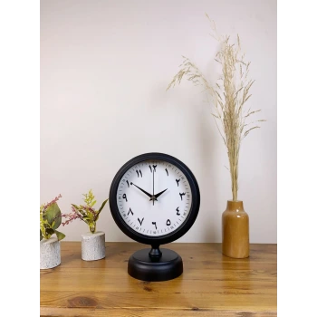Siyah Metal Farsça Masa Saati 25×20 cm
