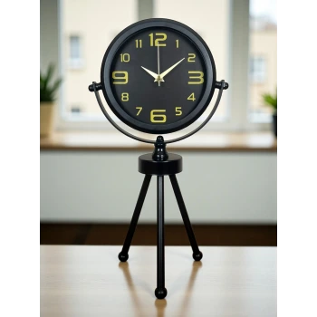 Siyah Metal Gold Rakamlı Üç Ayaklı Masa Saati
