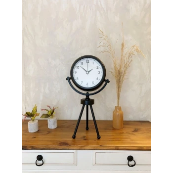 Siyah Metal Mini Tripod Dekoratif Masa Saati 45×26 cm