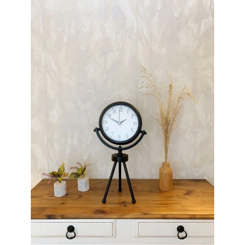 Siyah Metal Mini Tripod Masa Saati 45×26 cm