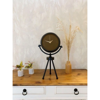 Siyah Metal Mini Tripod Spor Masa Saati 45×26 cm