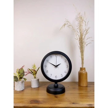 Siyah Metal Zarif Masa Saati 25×20 cm