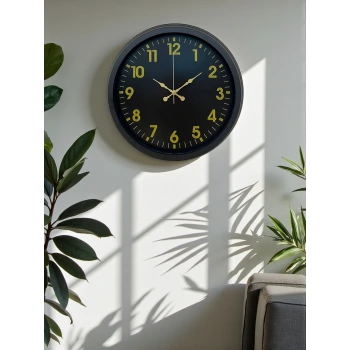 Siyah Standart 40 Cm Metal Dekoratif Duvar Saati