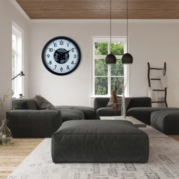 Siyah Standart 60 Cm Çarklı Duvar Saati