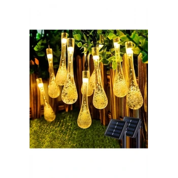 Solar 5 Metre 20 LED Günışığı Damlacık Işıkları, Güneş Enerjili LED Işıklar Dış Mekan