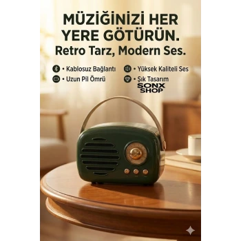 SONX Nostaljik Retro Bluetooth  - FM Radyo, USB ve Bluetooth Kablosuz Hoparlör