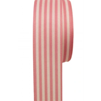 Tafta Çizgi Desen Kurdele 25 mm Pudra 1 Metre