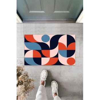 Turuncu Kapı Önü Paspası Modern Desen  K-3239