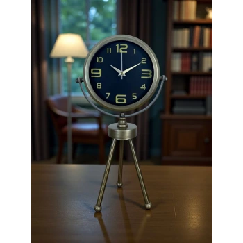 Vintage Tripod Eskitme Metal Üç Ayaklı Masa Saati