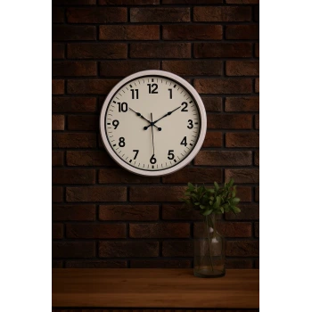 White Classic Modern 52 Cm Metal Duvar Saati