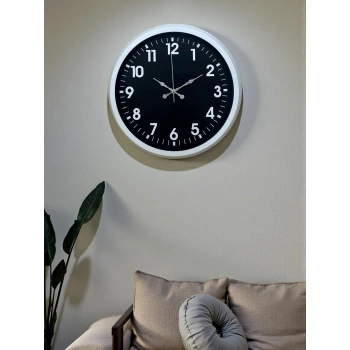 White Pure Contrast 40 Cm Metal Duvar Saati