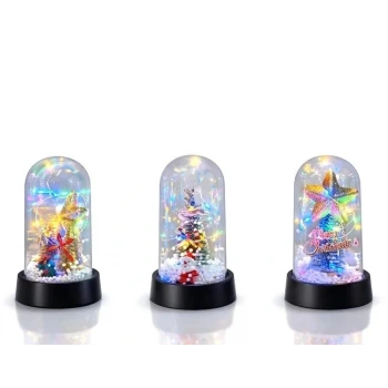 Yılbaşı Temalı Işıklı Dekoratif Cam Fanus