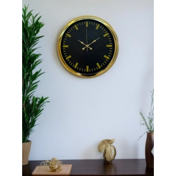 Zarif Klasik Stil 40 Cm Metal Gold Duvar Saati