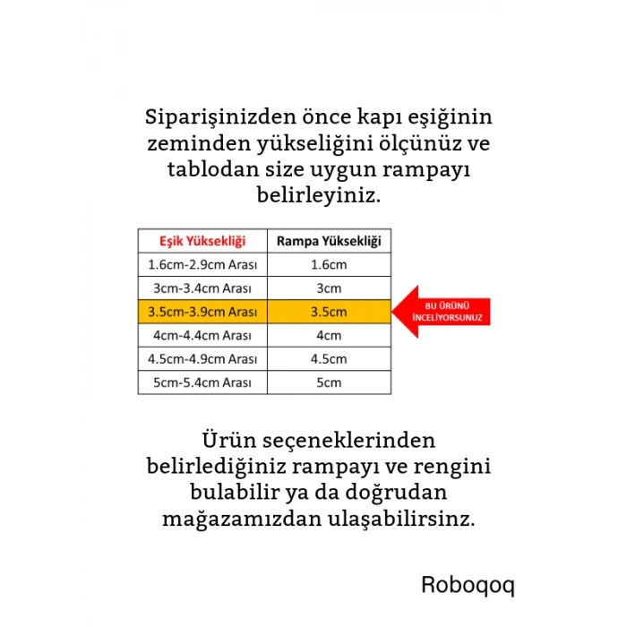 3.5cm Robot Elektrikli Süpürge Rampası Kapı Eşik Rampası