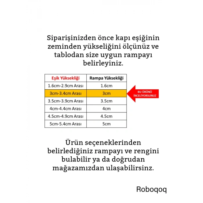 3cm Robot Elektrikli Süpürge Rampası Kapı Eşik Rampası