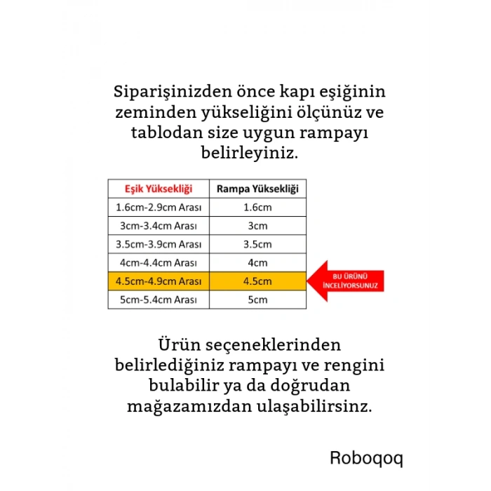 4.5cm Robot Elektrikli Süpürge Rampası Kapı Eşik Rampası