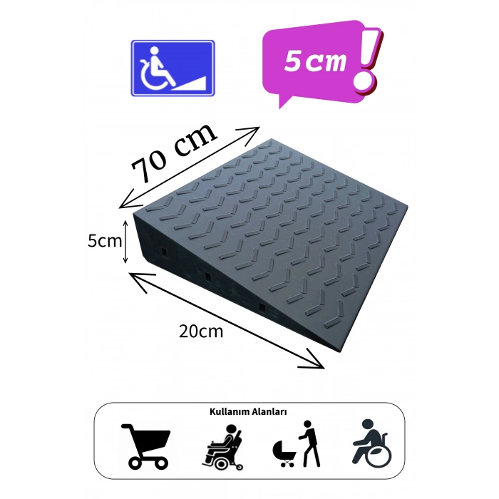 5 cm Tekerlekli Sandalye Kapı Eşik Rampası