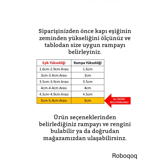 5cm Robot Elektrikli Süpürge Rampası Kapı Eşik Rampası