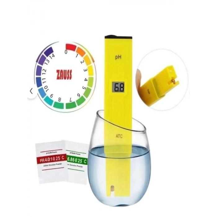 Dijital Ph Metre 0.01 Hassasiyetinde Su Sıvı Akvaryum Ph Ölçer Pil Kap 2 Adet Çözelti