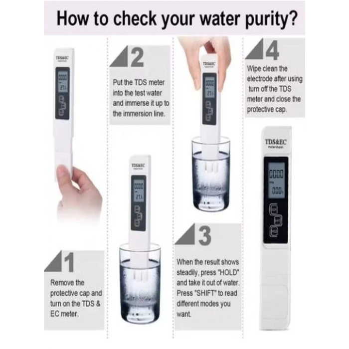 Ec & Tds Metre 3in1 Sıcaklık ppm µS Ölçer Dijital Su Kalite Ölçüm Cihazı - Akvaryum Tarım İçme Suyu
