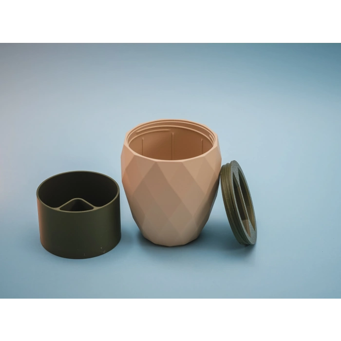 Kapaklı Taşınabilir Kuruyemiş Kabı (Kabuk Ayırma Bölmeli)