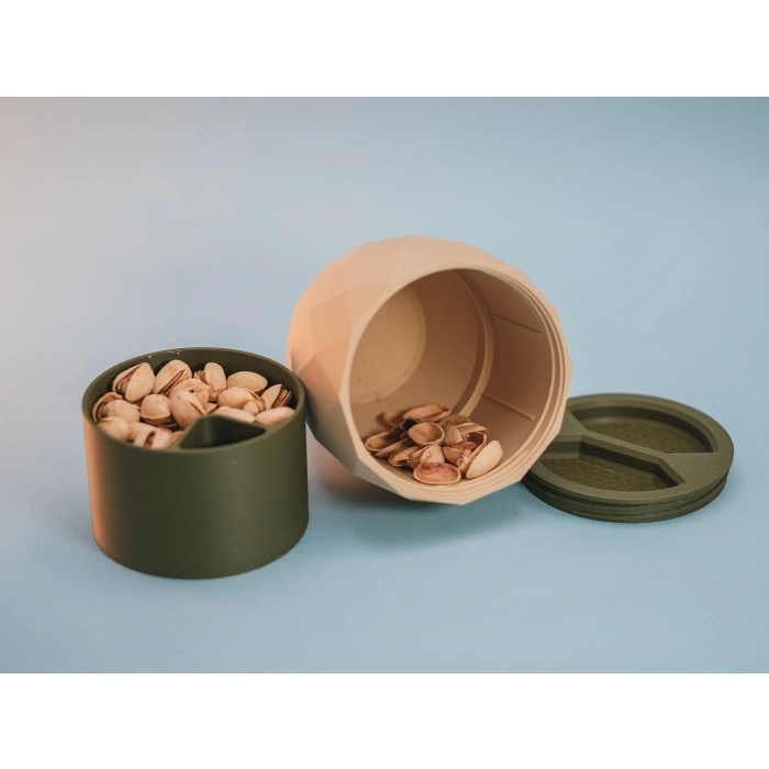 Kapaklı Taşınabilir Kuruyemiş Kabı (Kabuk Ayırma Bölmeli)