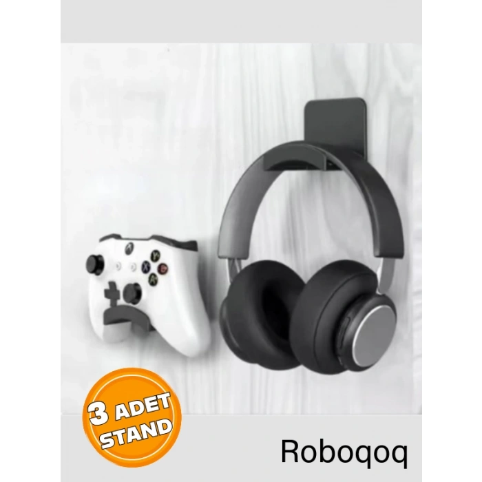Kulaklık Standı 3 ADET Kulaklık Tutucu Kol Standı Bantlı Ps4 Ps5 Xbox Uyumlu Siyah