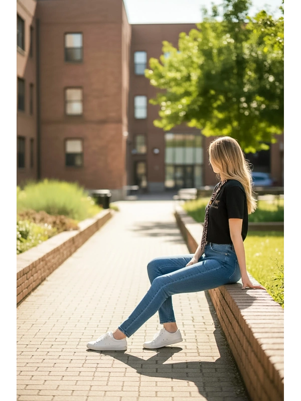 Sheenza Kadın Leopar Fular Detaylı Oversize Tişört