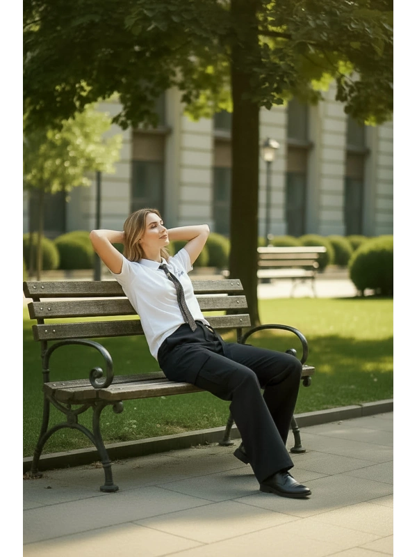 Sheenza Nakış Detaylı Beyaz Polo Yaka Kadın Tişört