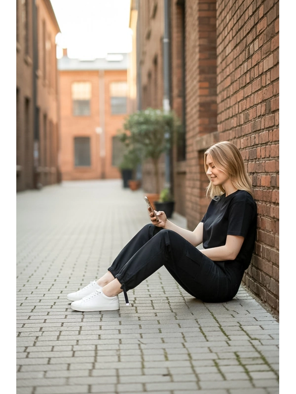 Sheenza Kadın Siyah Kargo Jogger Pantolon (Kemer Detaylı)