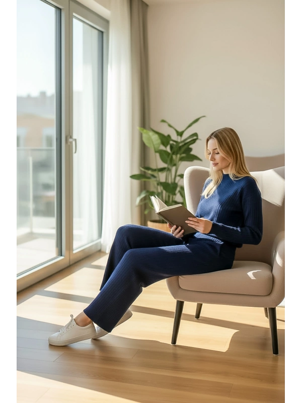 Fitilli Triko Crop & Bol Paça Pantolon Takımı