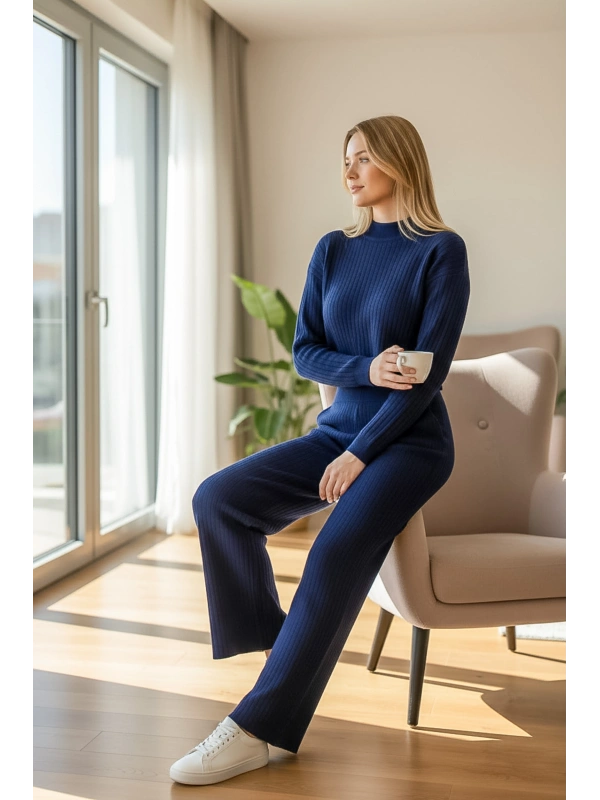 Fitilli Triko Crop & Bol Paça Pantolon Takımı