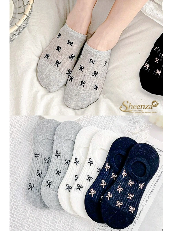 6 Çift Kadın Kurdale Desenli Babet Çorap