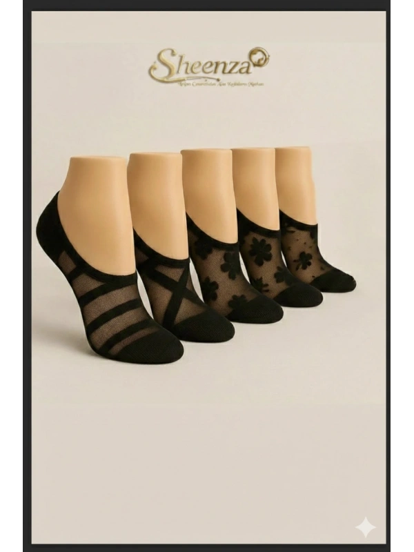 5 Çift Kadın Renkli Tül Çorap